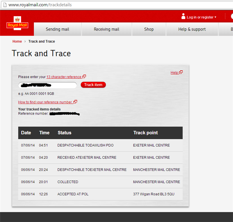 Royal Mail Track And Trace