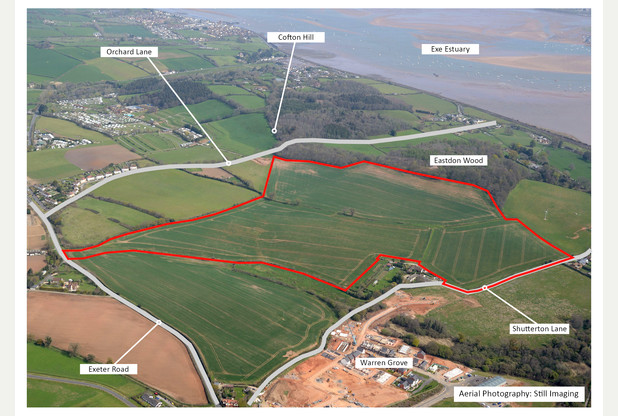  Aerial view of the site of new £2.9million countryside park in Dawlish