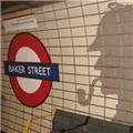 Sherlock Holmes image at Baker St tube, London