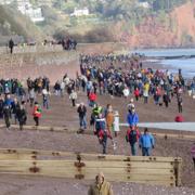 Teignmouth beach 08 02 2020 - save our beach - Human chain event.