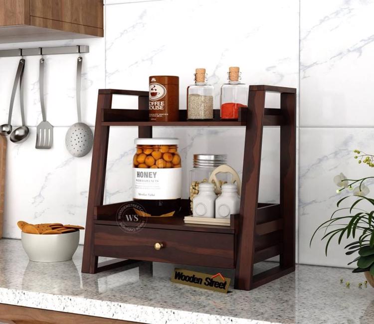 data kitchen rack neeva sheesham wood kitchen rack walnut ne