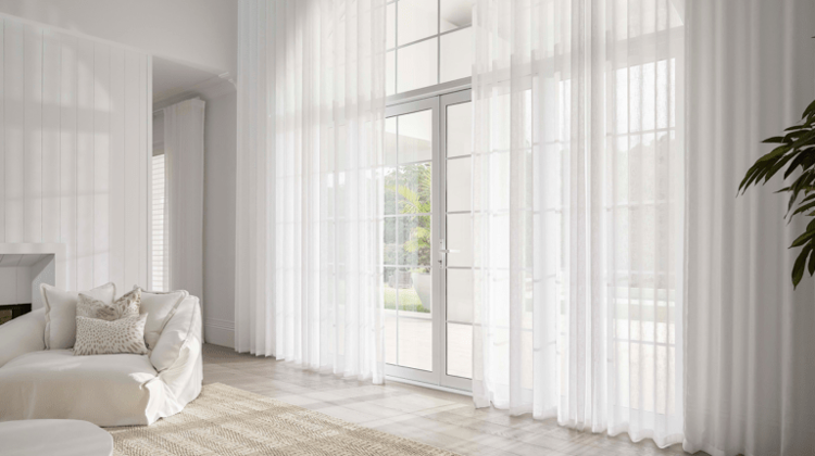 Curtains Adelaide featuring sheer curtains by Betta Blinds, made to measure in premium white fabrics