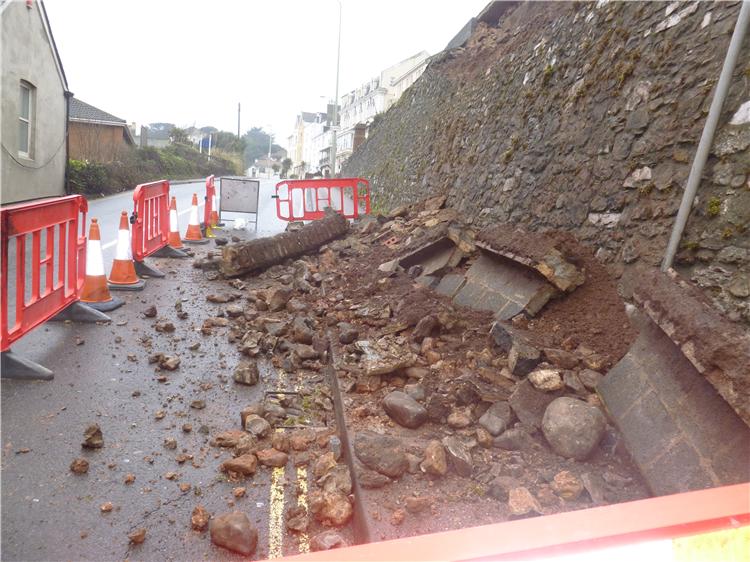 Teignmouth Hill Wall Collapse
