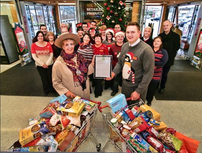 Customer at Dawlish Sainsburys donated £150 worth of groceries to HITS FoodBank.